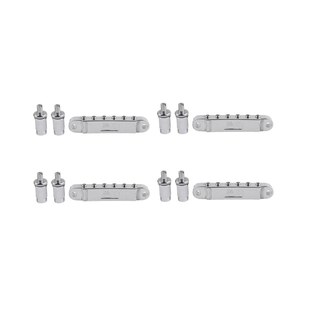 4X Silver Tune-O-Matic Electric Roller Saddle Bridge Lp Electric Guitar Bridge Made In Korea 4711072704937