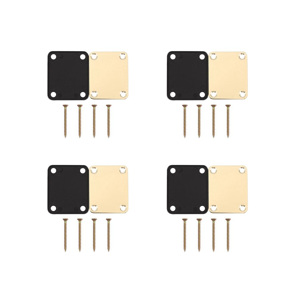 4X Gold Neck Plate With 4 Screws Replacement Part For Strat Electric Guitar 4713096236623