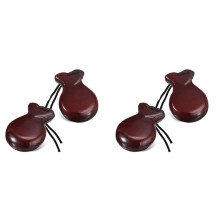2 Paire de Castagnettes Espagnoles Castagnettes de Flamenco avec Cordes Castagnettes Ă Percussion Ă Main Traditionnelles en Bois (Marron)