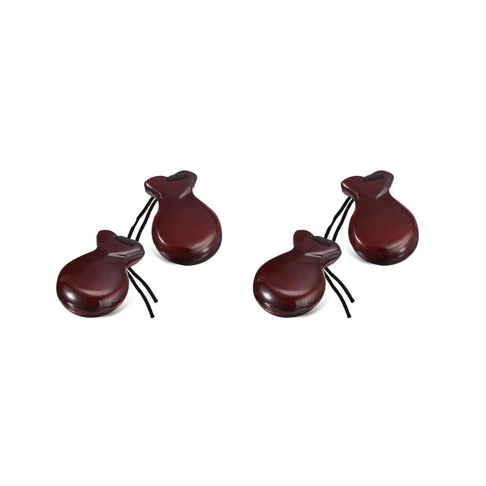 2 Pair Spanish Castanets Flamenco Castanets With String Traditional Wood Hand Percussion Castanets(Brown) 6031440583703