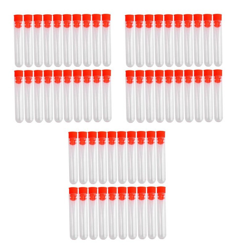 60 Pcs Non-Completed Plastic Test Tubes Lab Test Tool with Screw Cap Transparent, 12 X 60mm