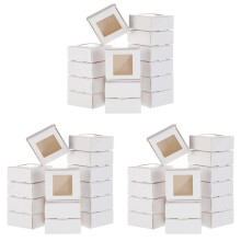 150 Pieces Paper Box with Window Present Packaging Box Treat Box for Homemade Soap Treat Bakery Candy (White)