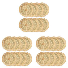 Paquet de 24 Supports D'Assiettes en Papier de Bambou, 10 Pouces Réutilisables pour les Assiettes à Dîner, Paniers D'Assiettes en Papier en Osier