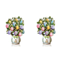 2X Paper - Cards, Easter Egg Tree, Life Sized Forever Flower Bouquet 3D Popup Greeting Cards with Blank Note Card