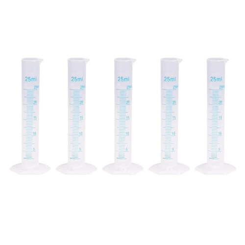 5X Measuring Cylinder Plastic Graduated Tube Tool for Lab(25Ml)