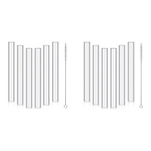 12 Pcs 4inch Clear Borosilicate Glass Tube 12mm OD 8mm ID 2mm Thick Glass Blowing Tubes with Cleaning Brush