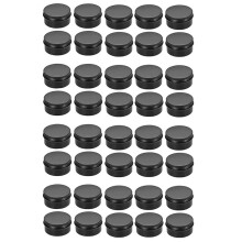 40Packs Empty Jars 80Ml Black Round Aluminum Tin Cans Screw Top Metal Steel Tins Lip Balm Tins Box Cosmetic Containers