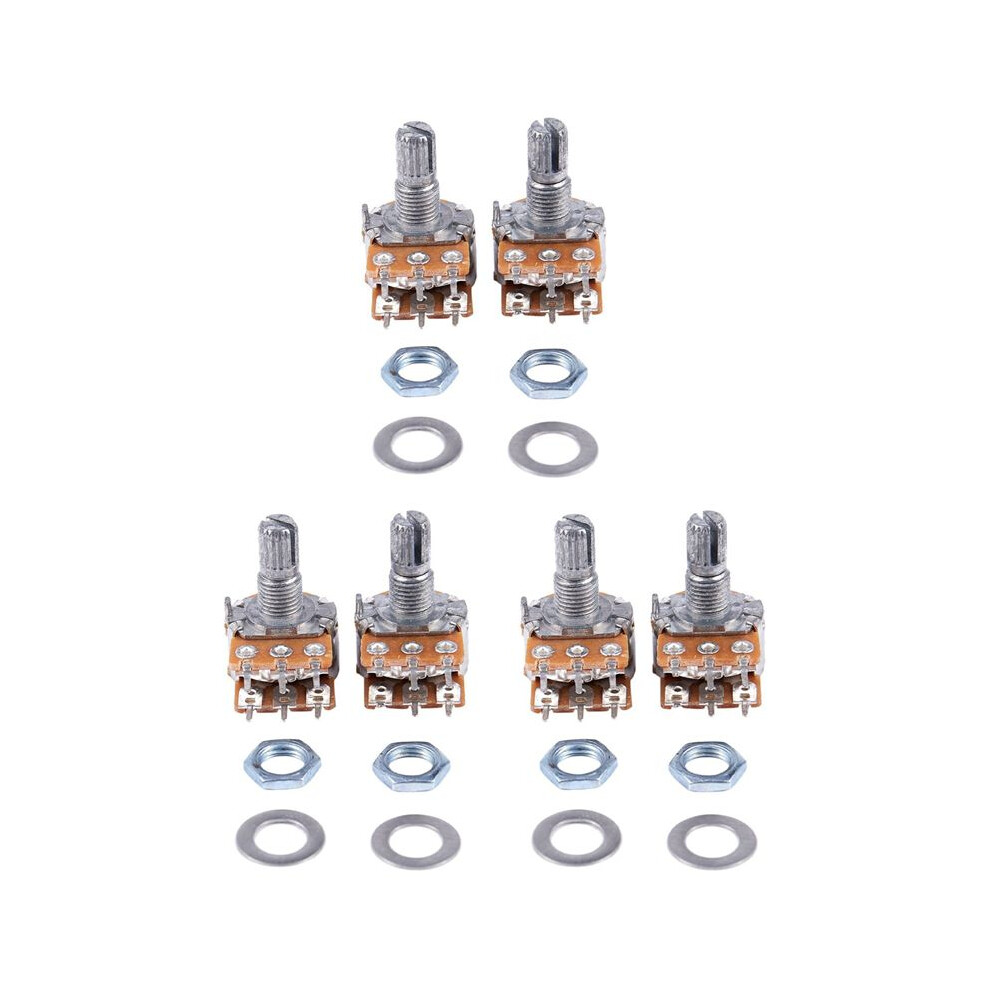 6 Pcs B50k 50K Ohm 6 Terminals Dual Linear Rotary Taper Potentiometers 4712022176613