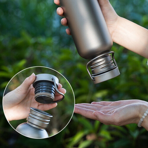 Μπουκάλι νερού τιτανίου 600ml με καπάκι, μπουκάλι νερού με μανίκι κυπέλλου, 2