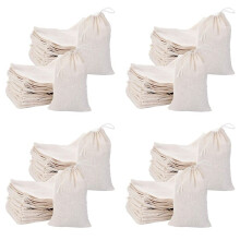 Pacote de 200 Sacos de Musselina de Algodão Multiusos com Cordão para Guardar Joias de Chá e Lembrancinhas de Casamento (4 X 6 Polegadas)