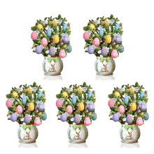 5X Popup-Karten Aus Papier, Ostereibaum, Lebensgroßer, Ewiger Blumenstrauß, 3D-Popup-Grußkarten mit Leerer Notizkarte