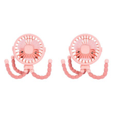 2X Portable USB Rechargeable Silent Fan 3 Speed Adjustable with Lighting Function for Car Stroller