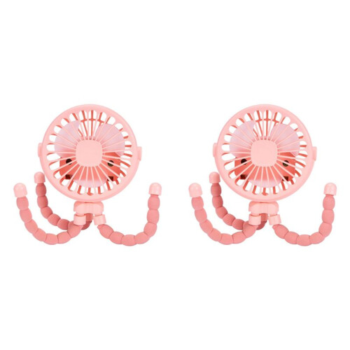 2X  Portable USB Rechargeable Silent  Fan 3 Speed Adjustable with Lighting Function for Car  Stroller