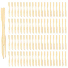 1000 Tenedores de Aperitivos de Bambú, Tenedores de Bambú de 3,5 Pulgadas, Tenedores de Madera Desechables, Palillos Pequeños para Alimentos con