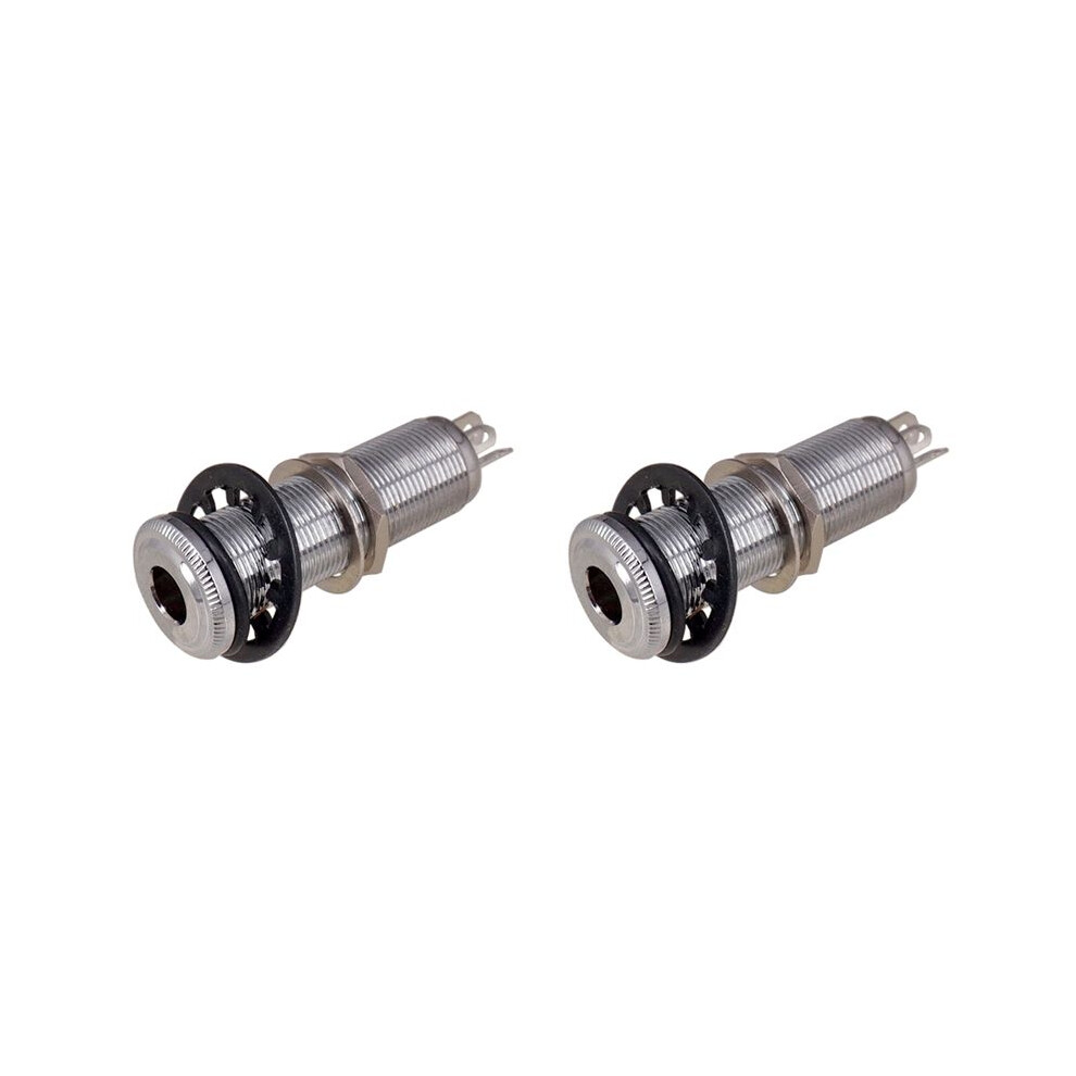 2Pcs 6.35Mm Brass Threaded Cylinder Bass Guitar Jack Pickup Output Input Plug Socket Electric Guitar Accessories,Silver 4713140900463