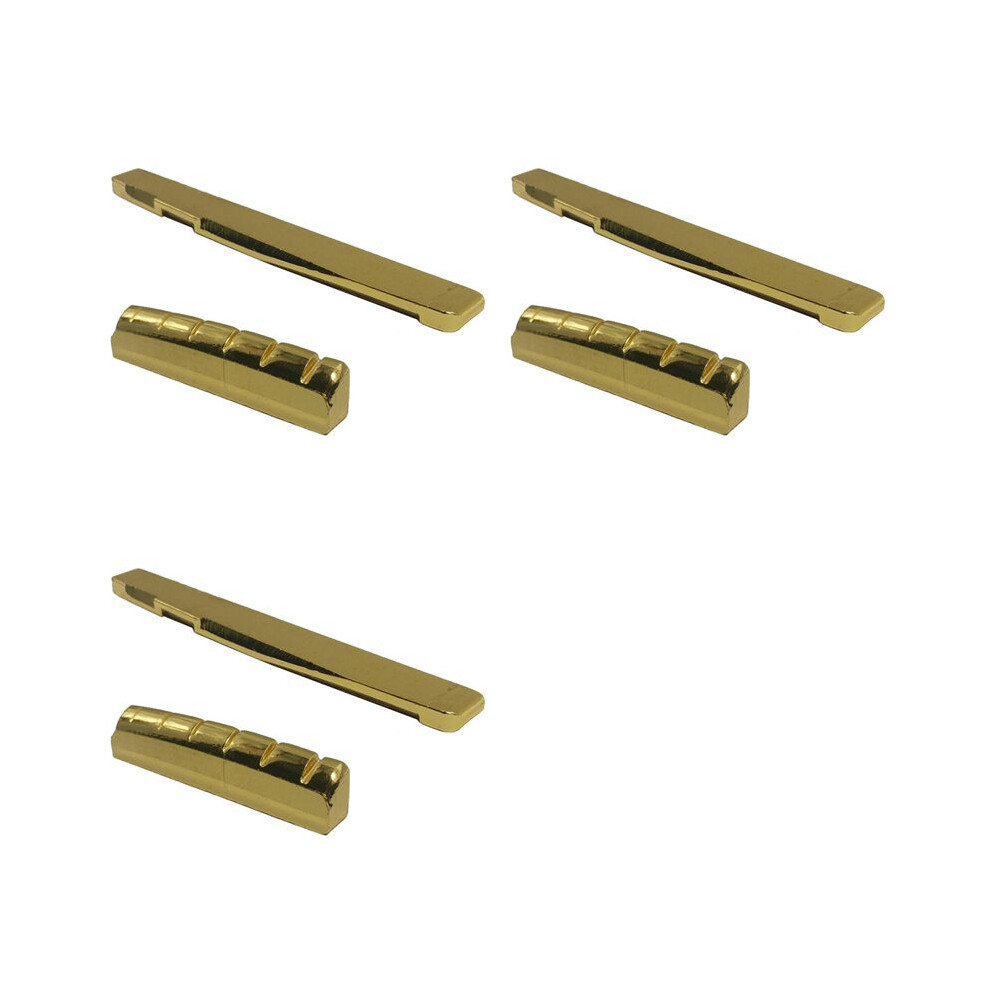 3X Brass 6 String Acoustic Guitar Bridge Nut And Saddle 6033072090215