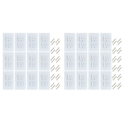 24 Pack Self-Closing Electric Outlet Covers for Child Proofing Safety Wall Socket Plates 1
