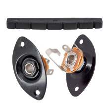 1x XL Black Self-Lubricating Slotted Nut & 1x Oval Indented Guitar Jack Plate30 BK Oval Indented Guitar Jack Plate