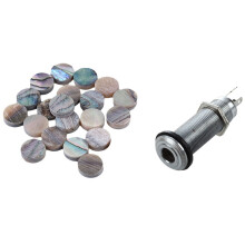 1x 1/4 Inch Chrome Cylinder Flush Mount Jack & 20x Green Paua Abalone Inlay Dots 6mm Guitar Ukulele Banjo Maker