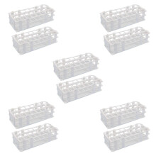 10 Teiliges Kunststoff Reagenz Glas Gestell 24 Loch Labor Reagenz Glas Halter für 25 mm Reagenz Gläser, Abnehmbar, Weiß
