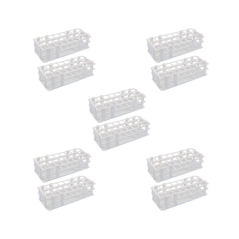 10Pcs Plastic Test Tube Rack 24 Holes Lab Test Tube Rack Holder For 25Mm Test Tubes, Detachable, White 4712420163161
