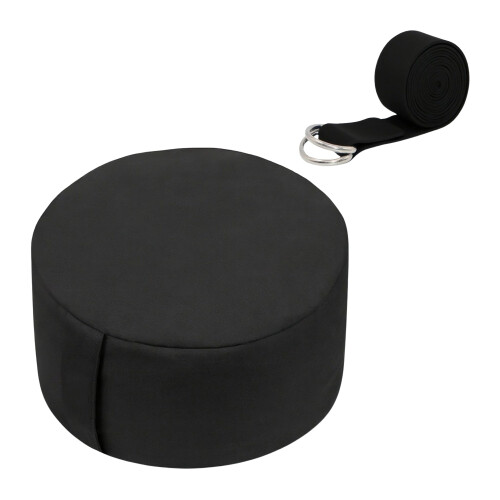 Meditation Cushion Set with Yoga Strap - Buckwheat Filled 1