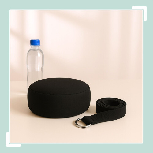 Meditation Cushion Set with Yoga Strap - Buckwheat Filled 2