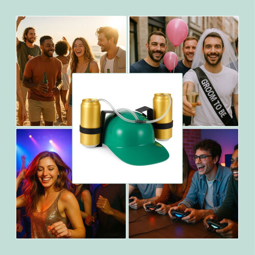 Beer Drinking Hat - Hands-Free Party Accessory 1