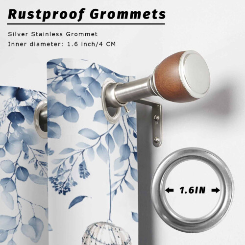 Κουρτίνες Blue Ocean Grommet, 54x84 ίντσες, αδιάβροχες, κουρτίνες για μπαλκόνι και κιόσκι, 1