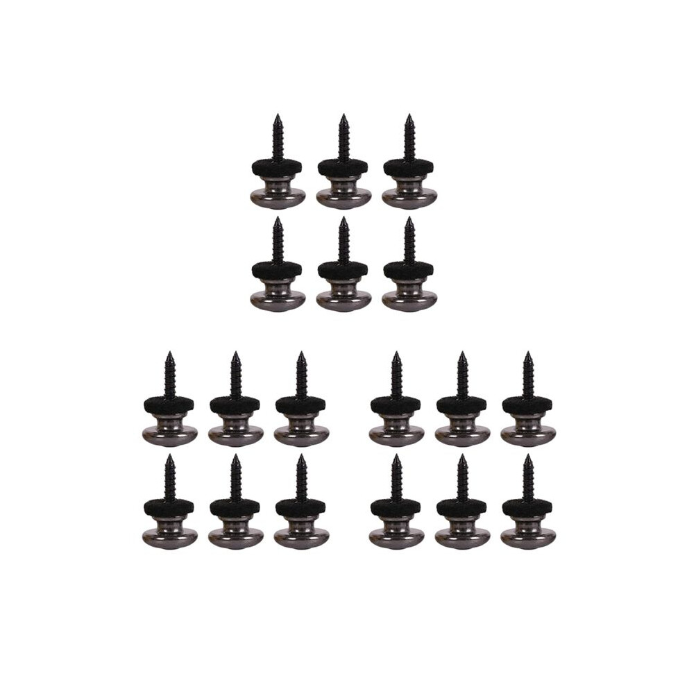 18 Pieces Mushrooms Guitar Strap Buttons Strap Locks Chrome (Black) 6033189797663