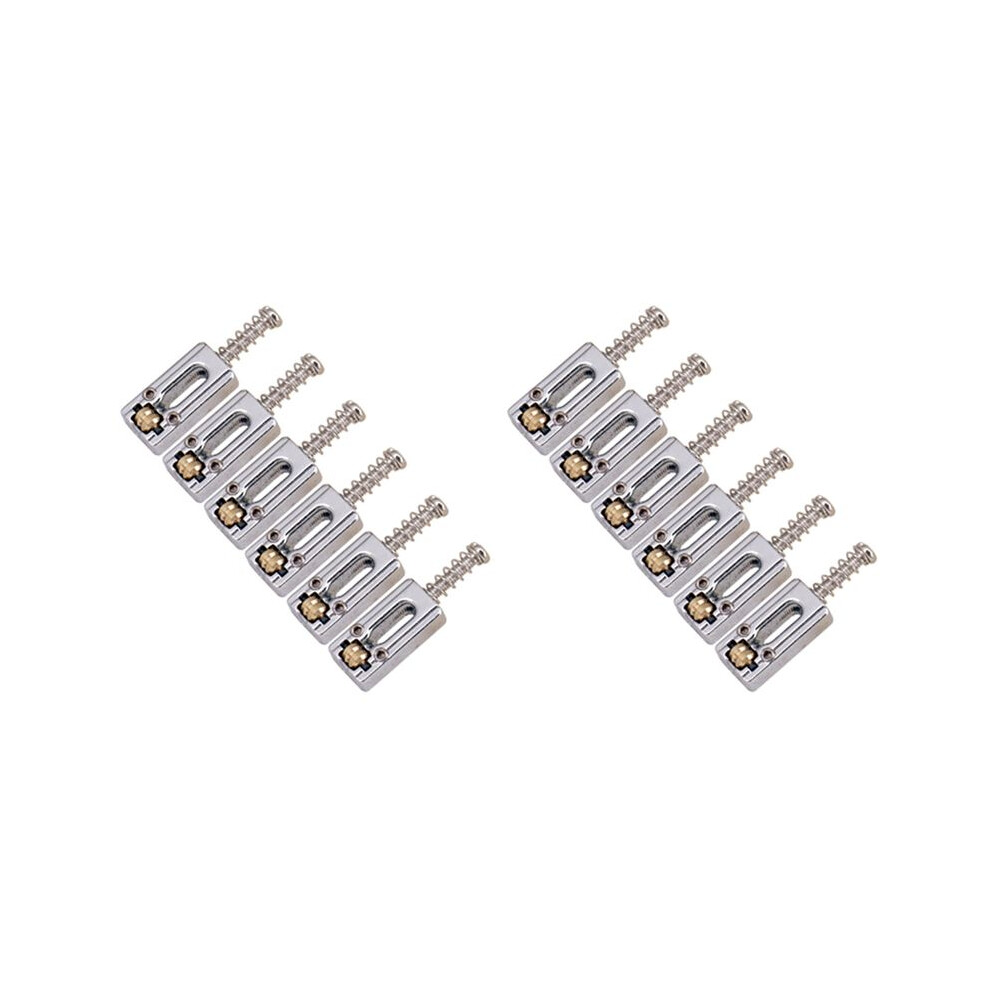 12 Pcs Metal Guitar Bridge Saddle Roller String Tremolo Bridge Saddles For Electric Guitar Replacement Parts,Silver 4713215043736