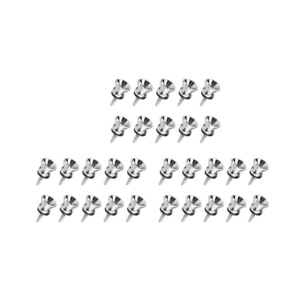 30Pcs Metal Strap Buttons End Pins With Mounting Screws For Electric Acoustic Guitar, Bass,Ukulele 4711324523675
