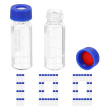 2ml Autosampler Vial, HPLC/GC Vials 9-425 Lab Clear Vials Sample Vial Screw Cap Writing Patch 100PCS