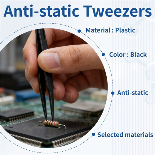4.5 inch Length Black Plastic Anti-static Tweezers Repair Tool 2 2