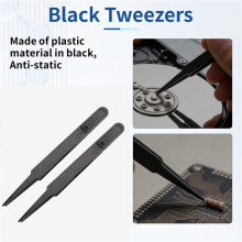 4.5 inch Length Black Plastic Anti-static Tweezers Repair Tool 2