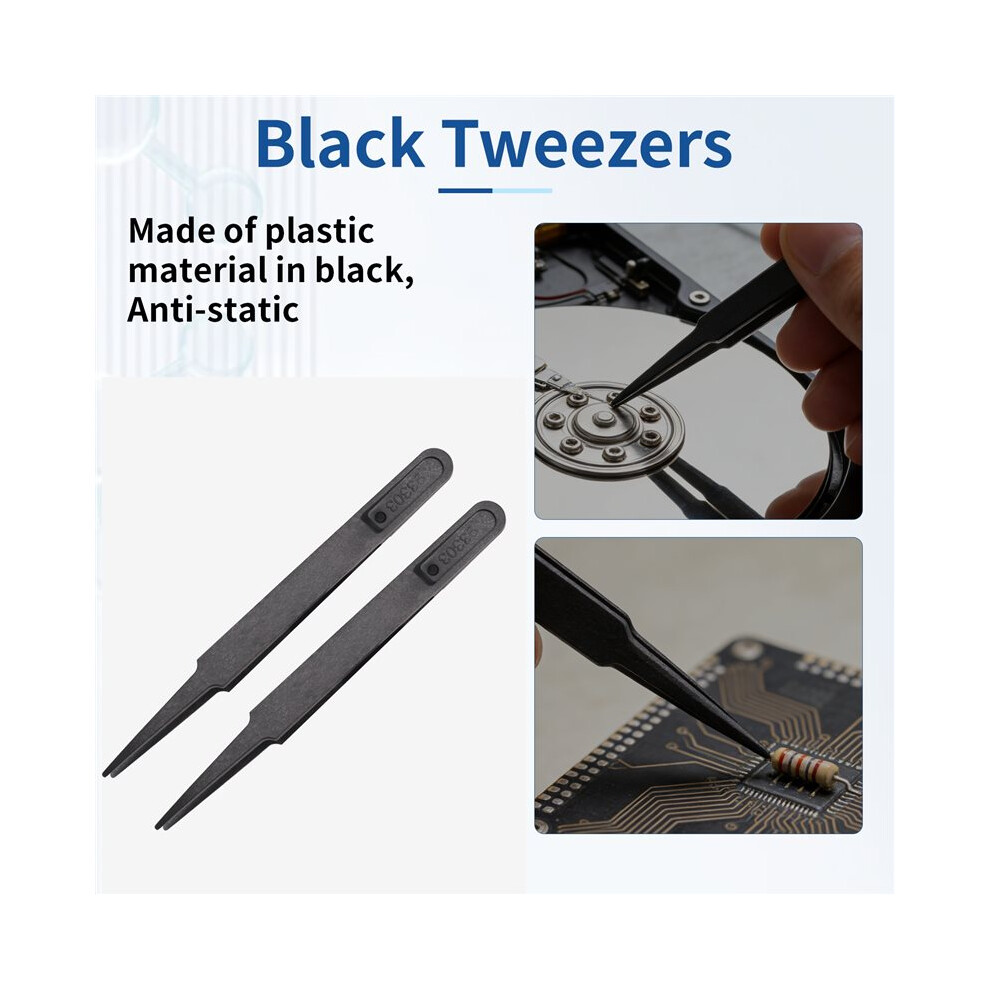 4.5 Inch Length Black Plastic Anti-Static Tweezers Repair Tool 2 4711628379053