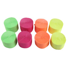 Decoração de Fita de Festa - Papel Crepe Neon - Suprimentos e Acessórios para Festa com Luz Preta Fluorescente - Pacotes com 8