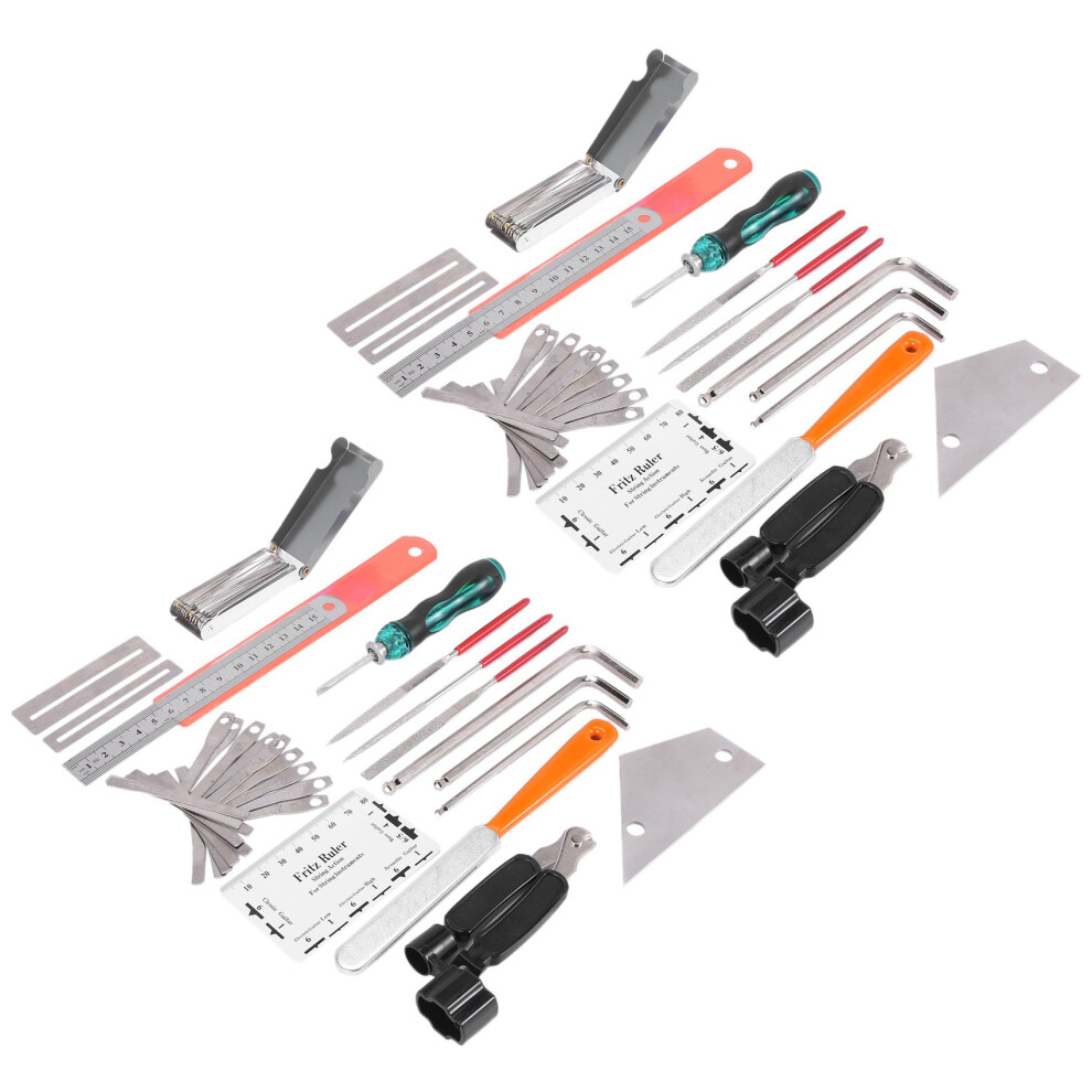 2X Guitar Tool Kit Repairing Maintenance Tools String Organizer String Action Ruler Gauge Measuring Tool Hex Wrench Set 4713140900135