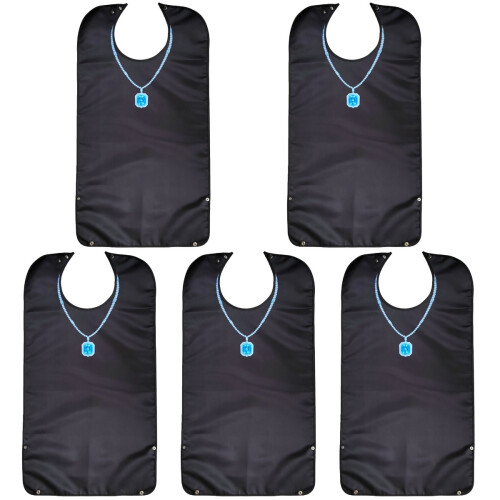 5Pcs Black Waterproof Adult Bib Foldable Polyester Clothing Protector 1