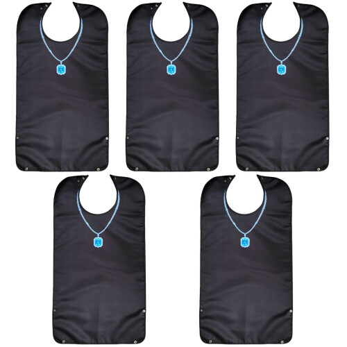 5Pcs Black Waterproof Adult Bib Foldable Polyester Clothing Protector 2