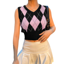 Camiseta sin mangas tipo camisola para mujer, chaleco de punto ligero con diseño de top corto sin mangas, dobladillo acanalado suave y elástico