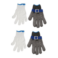 2X Safety Cut Proof Stab Resistant Stainless Steel Mesh Butcher Glove High Performance Level 5 Protection Size S