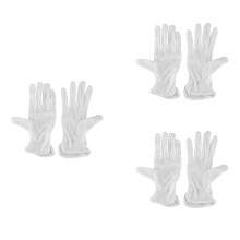 3X Paar Schutz Rutschfest Weiss Baumwoll Arbeit Fahrhandschuhe