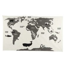 Wall Art Decoration For Kids Room World Map Design, Innovative Wall Decoration Removable Wall Stickers With Animal Patterns Cotton Blend Fabric