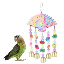Colorful Wood Beads Bird Bells Toy, Hanging Cage Bell Sweet Sound Durable Toy Shining Bells For Parrot Budgie Macaw African Grey