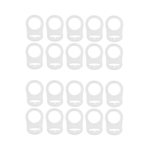 20 Pcs Button Silicone Ring Mam Pacifier Holder Mannequin Clip Adapter Transparent