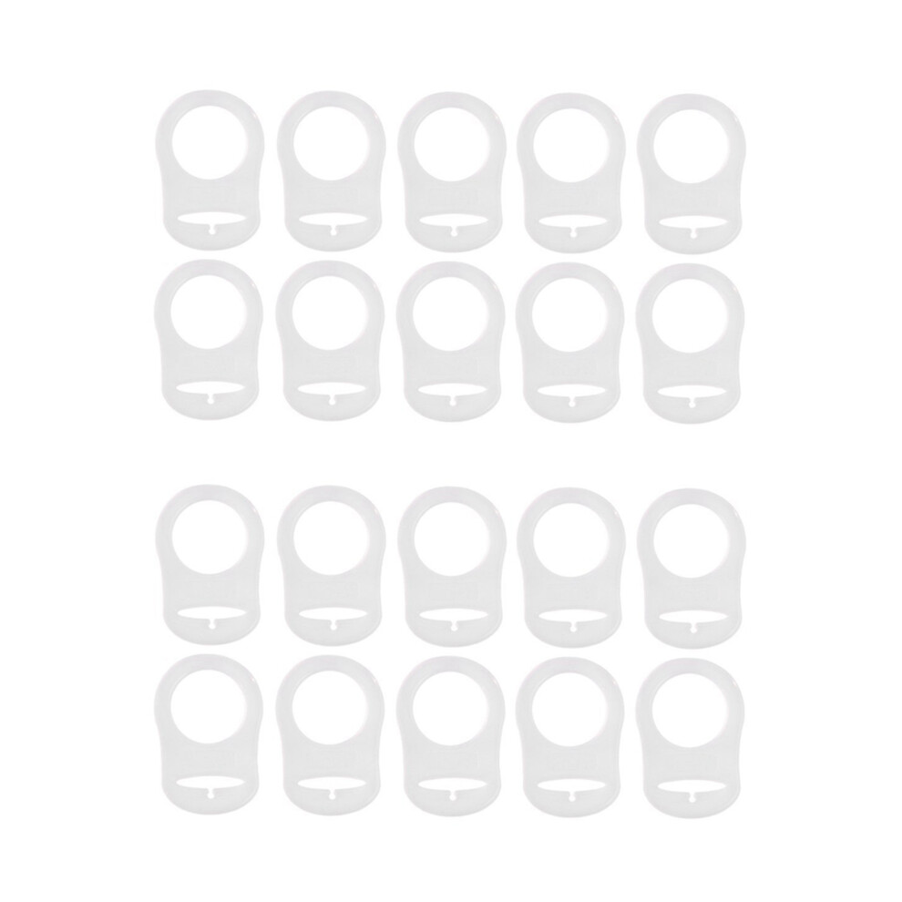 20 Pcs Button Silicone Ring Mam Pacifier Holder Mannequin Clip Adapter Transparent