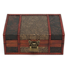 Grote Decoratieve Snuisterij-Sieradenslot, Handgemaakte Vintage Houten Geschenkdoos