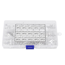 Kit de 375 connecteurs de fils non isolés pour applications industrielles, cosses à sertir en laiton étamé, à anneau et revêtement antirouille
