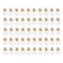 50Pcs Paper Gift Box with Ribbon Tags Cookie Candy Packaging Bag Wedding Birthday Party Decor Supplies White